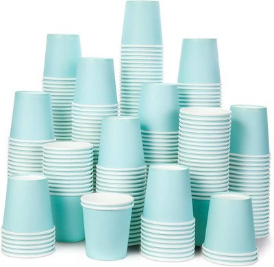 3 oz Paper Cups 210 Pack Sky Blue Disposable