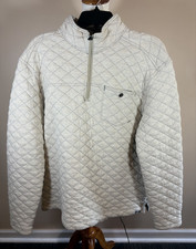 Eddie Bauer Quilted 1/4 Zip Pullover Sweatshirt Mens L Gray Heather Snap Pocket
