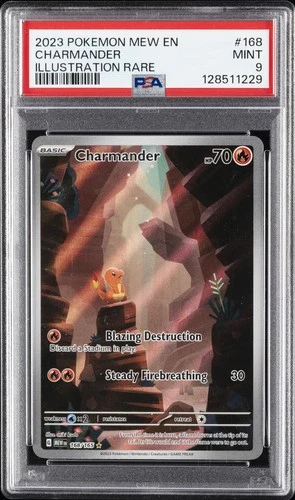 2023 POKEMON MEW EN-151 ILLUSTRATION RARE #168 CHARMANDER PSA 9