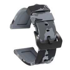 Silicone Watch Bands 26mm Soft Watch Band with Black Buckle, Camo Gray