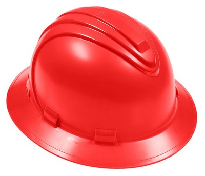 Red Hard Hat - Full Brim 6 Point Ratchet Suspension - 92-1416R/R - 1 Hard Hat