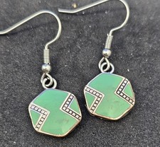 Antique Enamel cufflink earrings Green