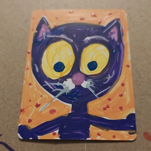 ACEO by Emily Meinert miniature abstract cat acrylic painting small original art