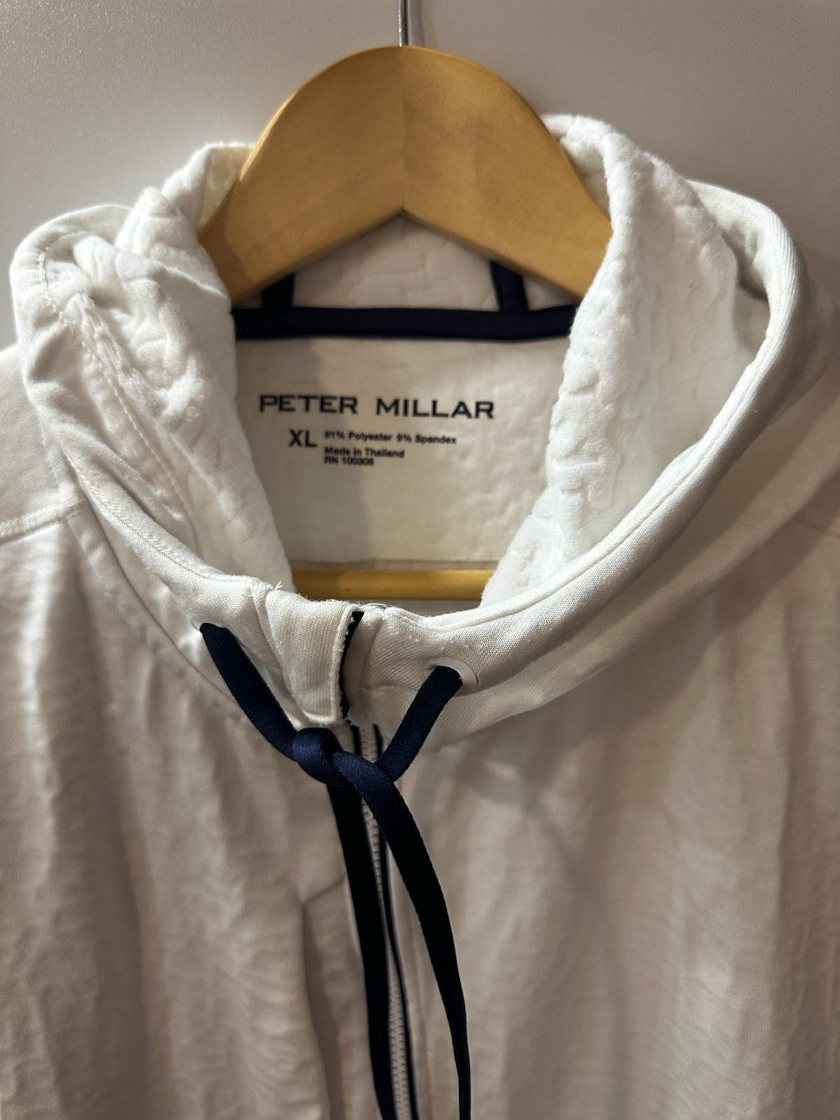Peter Millar Golf Vest Hooded Athletic Men's White Full Zip Size XL