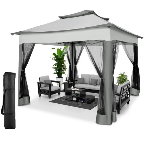 Carpa con dosel de fiesta de alta resistencia al aire libre mosquitera gazebo para patio de 11x11 pies # - Imagen 2 de 32