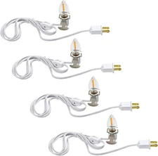 Set of 4 Accessory Cord with One Led Light Bulb 6Ft Blow Mold Light IndoorString
