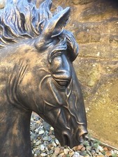 Horse Head Stallion Bust Garden Statue Bronze Effect Hand Finished