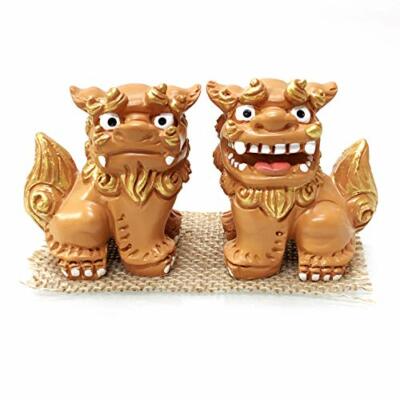 Japanese Okinawa Shisa Rakuten Shisa pair set Sitting type Brown