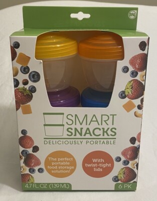 EVRIHOLDER Smart Snack Food Storage Containers Set Of 6-4.7oz BRAND NEW