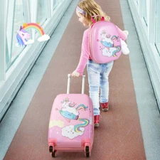 NNECW Hardside Rolling Suitcase with Spinner Wheels &amp Retractable Handle-Pink