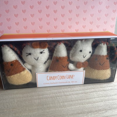Candy Corn Lane 6ft Garland - Candy Corn & Ghosts Soft Felt Yarn NEW Halloween