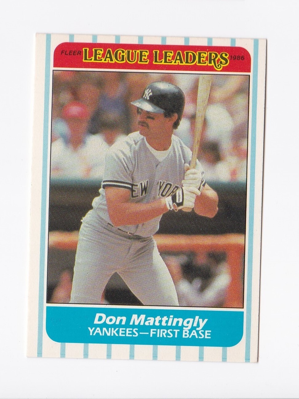 1986 Fleer League Leaders Don Mattingly Yankees #22 of 24