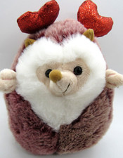 FAO Schwarz HEDGEHOG Plush Red Sparkle Hearts 7" Stuffed Animal 2021 Valentines