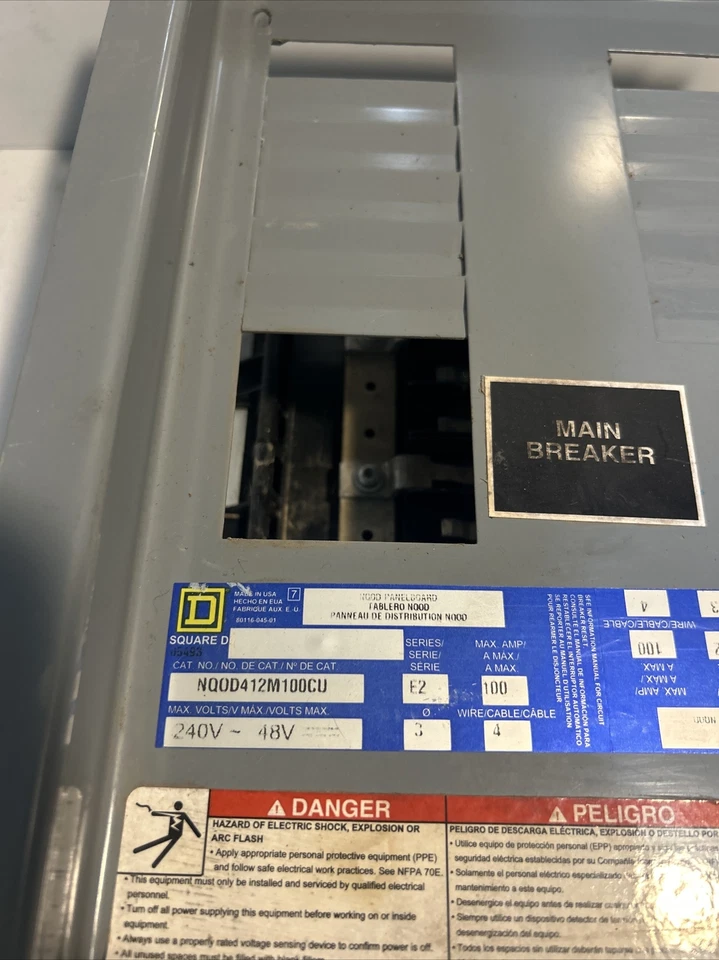 SQUARE D BREAKER PANEL BOARD Interior * NQOD424L100CU Used Missing Parts - Image 2 of 4