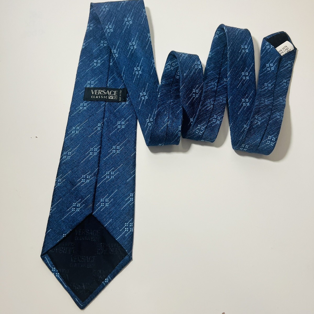 lu:　VERSACE ネクタイ VERSACE tie silk Blue stripe Men's from Japan FedEx DHL | eBay