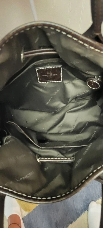 Bolsa de mão Lancel 1er flerte couro lona removível ajustável - Imagem 4 de 4