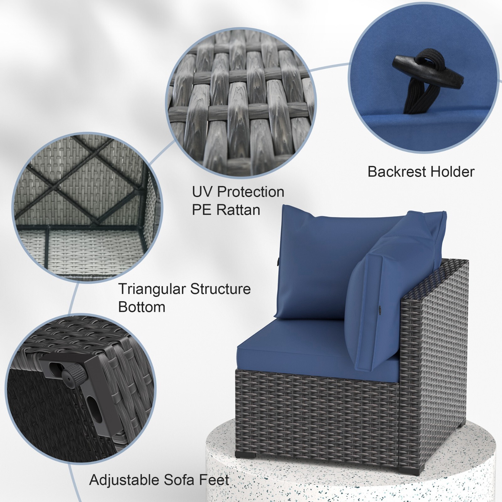 14-Piece Outdoor Patio Furniture Set-All-Weather PE Rattan Sectional Wicker