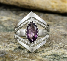 Genuine Amethyst Ring 925 Sterling Silver Ring For Women Mother Ring Dainty Gift
