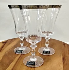Mikasa Palatial Platinum 8" Stemmed Iced Tea Glasses (Set Of 3)  NEW WITH TAGS