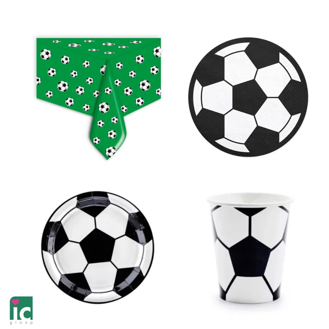 Forniture Per Feste Di Calcio Set, Addobbi Compleanno Bambino, Kit Compleanno Calcio Inclusi Tovaglia, Piatti Piani, Tazze, Tovaglioli, Per Compleanni Per Bambini, Baby Shower, 10 Ospiti