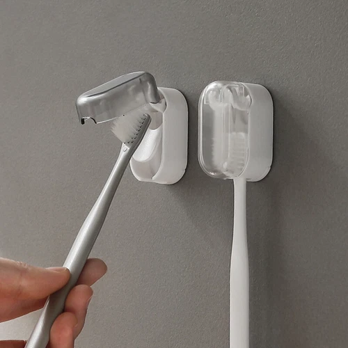 Soporte para cepillo de dientes para colgador de pared de baño 4 piezas con cubierta a prueba de polvo - Imagen 2 de 9