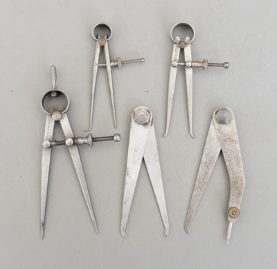 Set 5 Vintage Stahlteiler Kompass Messschieber 2 Moore & Wright Sheffield England