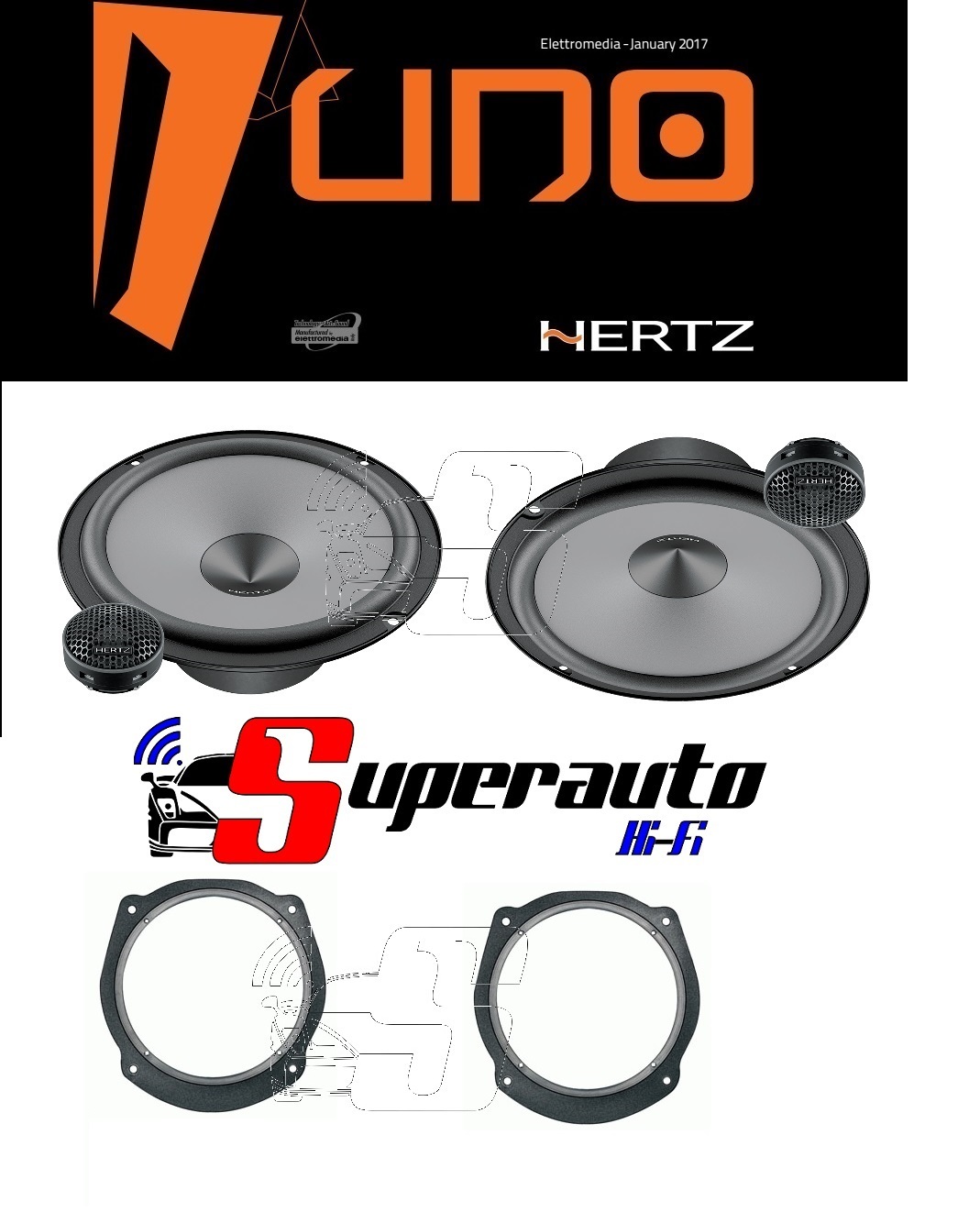 Hertz LINEA UNO K165 Kit Altoparlanti 2 vie 165 mm + supporti casse LANCIA Delta