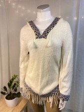 100 Baby Alpaca White Hooded Sweater