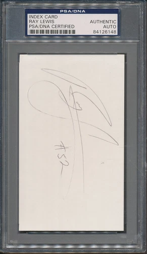 Ray Lewis Signed Index Card PSA/DNA Certified Authentic Auto Autograph *6148