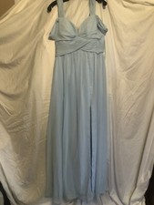 PROM/BRIDESMAID DRESS BLUE SIZE 6 LONG AZAZIE with ZIPPERED CARRYING COVER