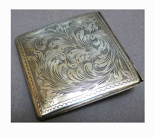 Superbe Poudrier en argent massif silver box forme pochette - Picture 2 of 3