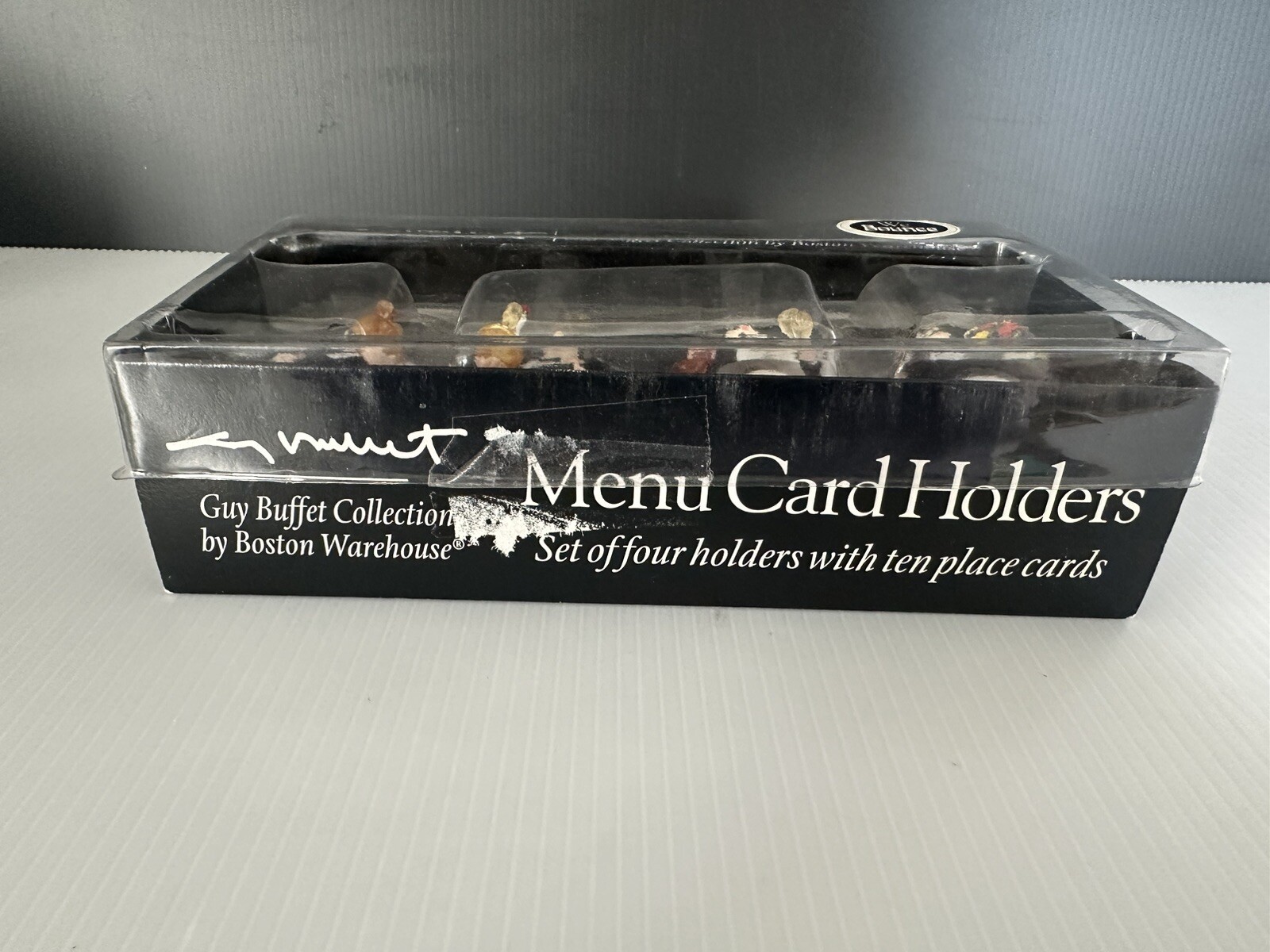 Williams Sonoma BOUNCING Guy Buffet Boston Warehouse MENU PLACE CARD HOLDERS NEW