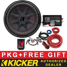 KICKER 500W CWRT122 12" CAR AUDIO SUB PACKAGE+WATERPROOF 2CH AMPLIFIER+8AWG KIT