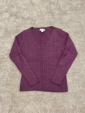 Ann Taylor Loft XS cable v-neck sweater plum purple EUC