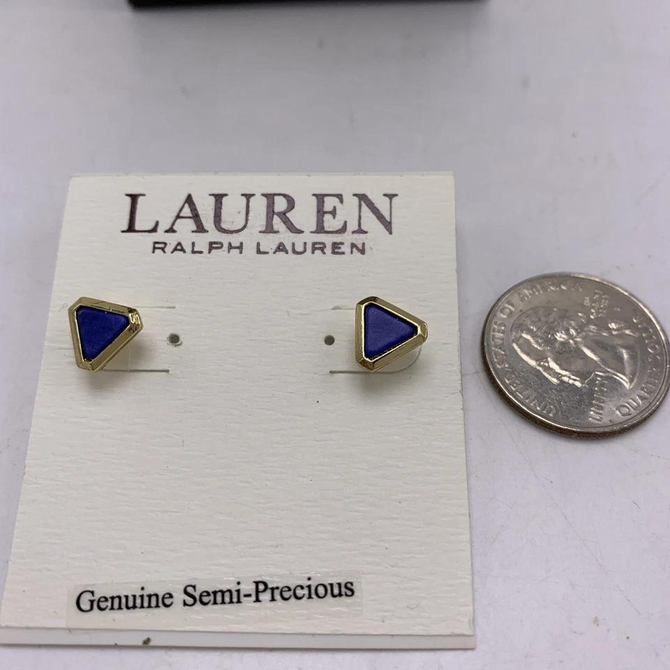 $30 Ralph Lauren Pequeños Pendientes Triángulo Azul Real SemiPreciosos 86a Foto 2 de 4