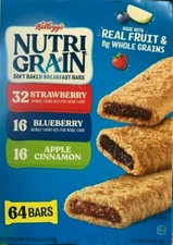 Kellogg's Nutri-Grain Soft Baked Breakfast Bar, Variety Pack 64 ct (5 lb 3.2oz) 