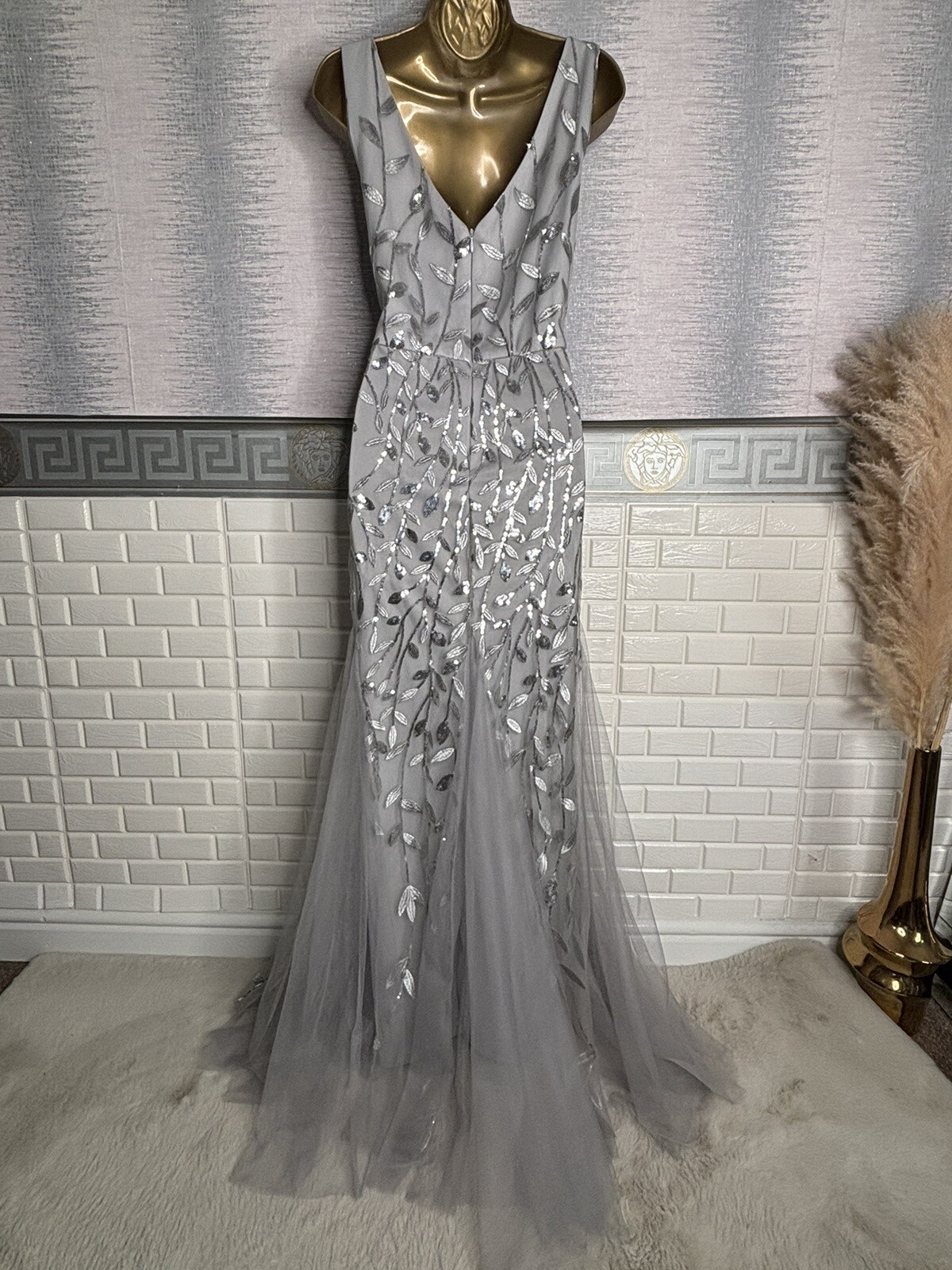 Ever Pretty Silver Sequins Long/MAXI Prom/ball/Evening/Occasion DRESS