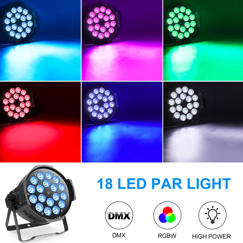 10X 270W RGBW 18LED Par Light DMX Stage Light Disco Beam DJ Uplight Beam Lights - Image 3 of 4