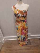 Ladies Lucas & Emma single shoulder strap Multi Colour Print Dress Size L 