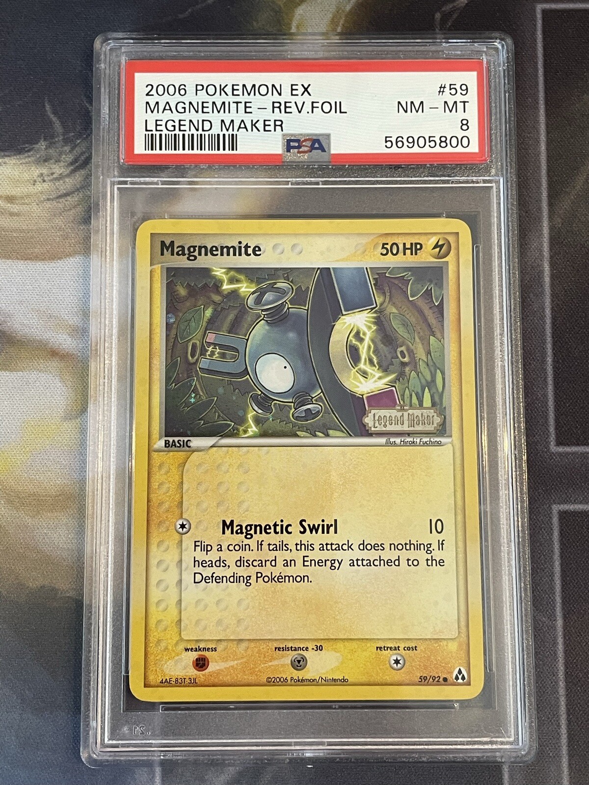 2006 Pokemon EX Legend Maker Magnemite Rev Reverse Holo Foil #59 PSA 8 NM - MT