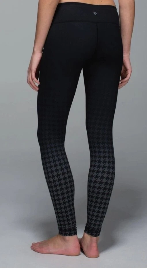 Lululemon Wunder Under Leggings Houndstooth Ombre Dip Dye Deep Coal Sz 6 Black