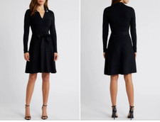 Eliza J Embellished Collar Long Sleeve Sweater Dress Sz M $158 *1478