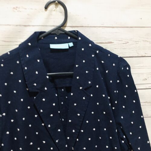 BLUE ILLUSION Light Jacket Blazer Linen Blend Size M (AU 12) Navy White Dot - Picture 3 of 7