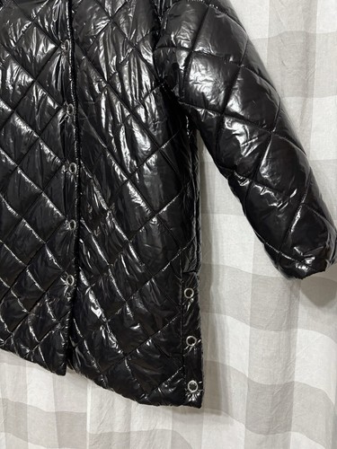 ZARA Kids Shiny Nylon Long Puffer Coat Black Size 11-12 Insulated - Picture 3 of 13