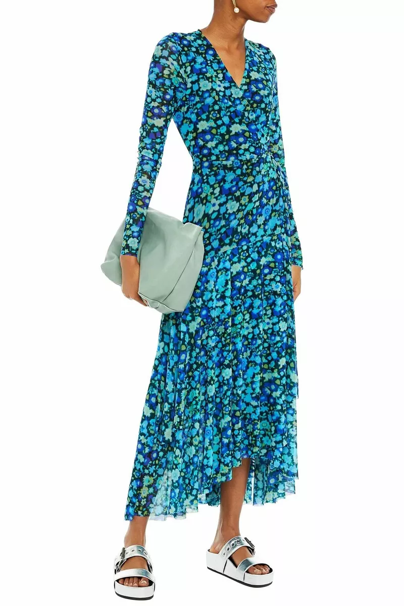 Ganni blue cheap wrap dress