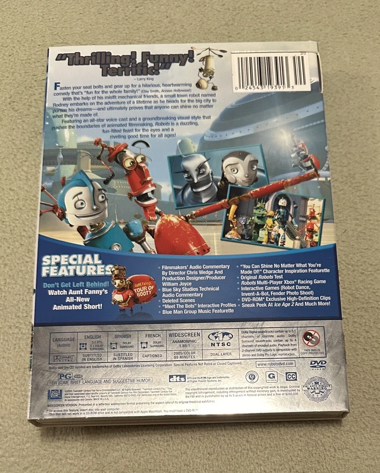 Robots DVD 2005 Widescreen Edition  Robin Williams Mel Brooks Halle Berry Booty - Image 2 of 4
