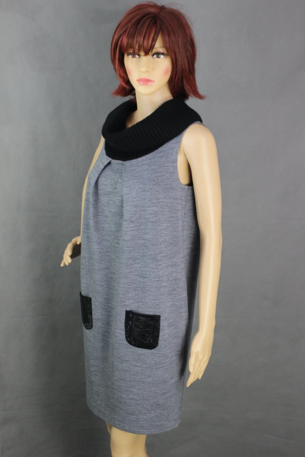 ABITO MOSCHINO CHEAP ANDCHIC e grigio lana vergine girocollo taglia IT 40 UK 8