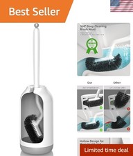 Elegant Toilet Bowl Brush Holder Set with Curved Bristles - Deep Cleaning