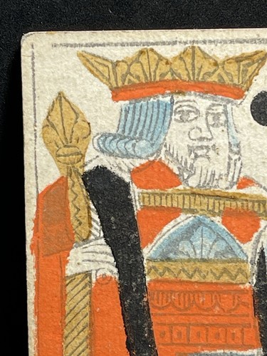 1700’s Historical King Court Stencil Painted Woodblock Antique Playing Card - Picture 10 of 21