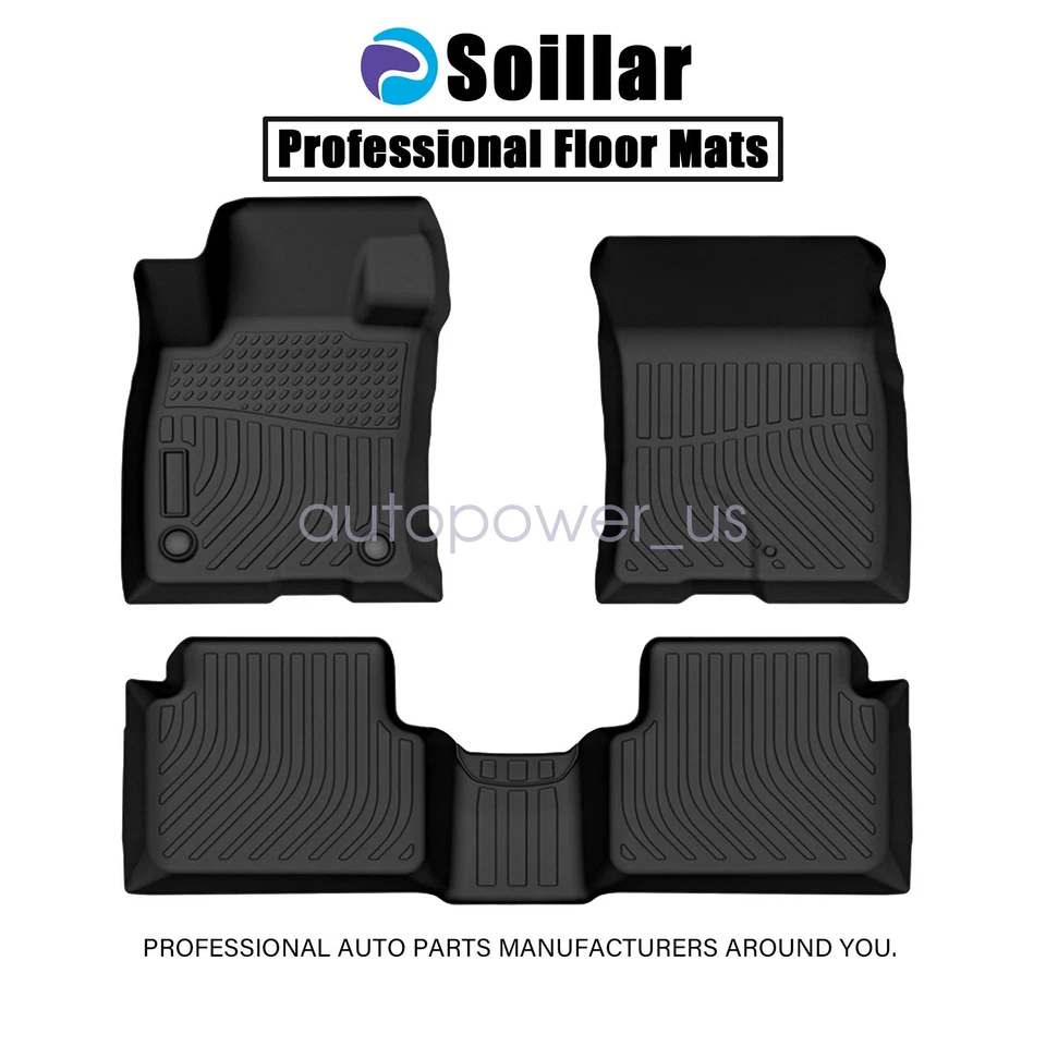 TPE Floor Mats Liners 3Pcs All-Weather For 2021-2025 Ford Bronco Sport 4-Door - Image 2 of 4